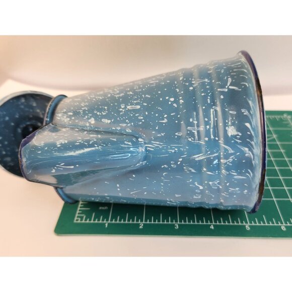 Enamelware Blue Speckled Coffee Pot Vintage Rustic Display Kitchen Decor - Picture 9 of 16